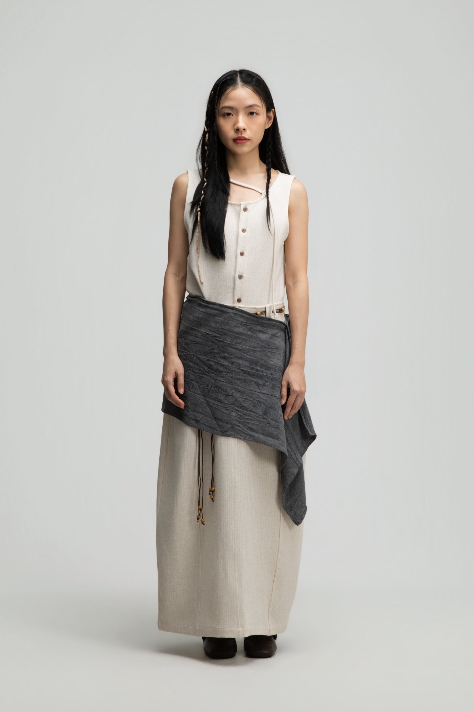 Short Pareo Drape (Tie Dye Grey)