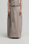 Curved Leg Skirt w/ Beaded Belt (Dark Beige)