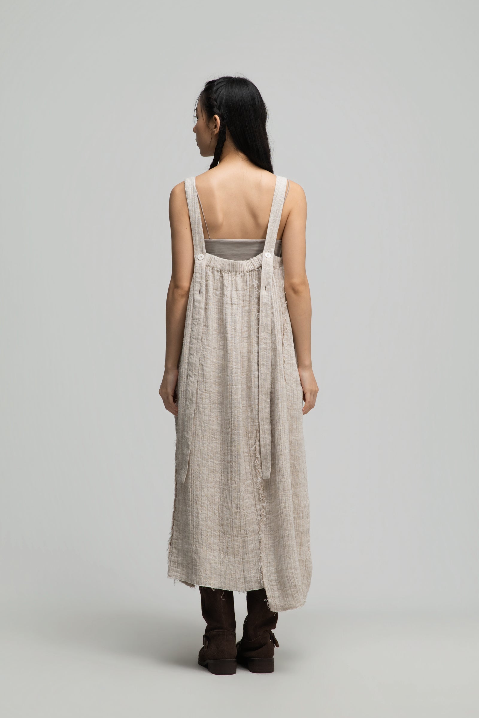 Square Neck Raw Hem Cami Dress (Beige) – The WES Studio