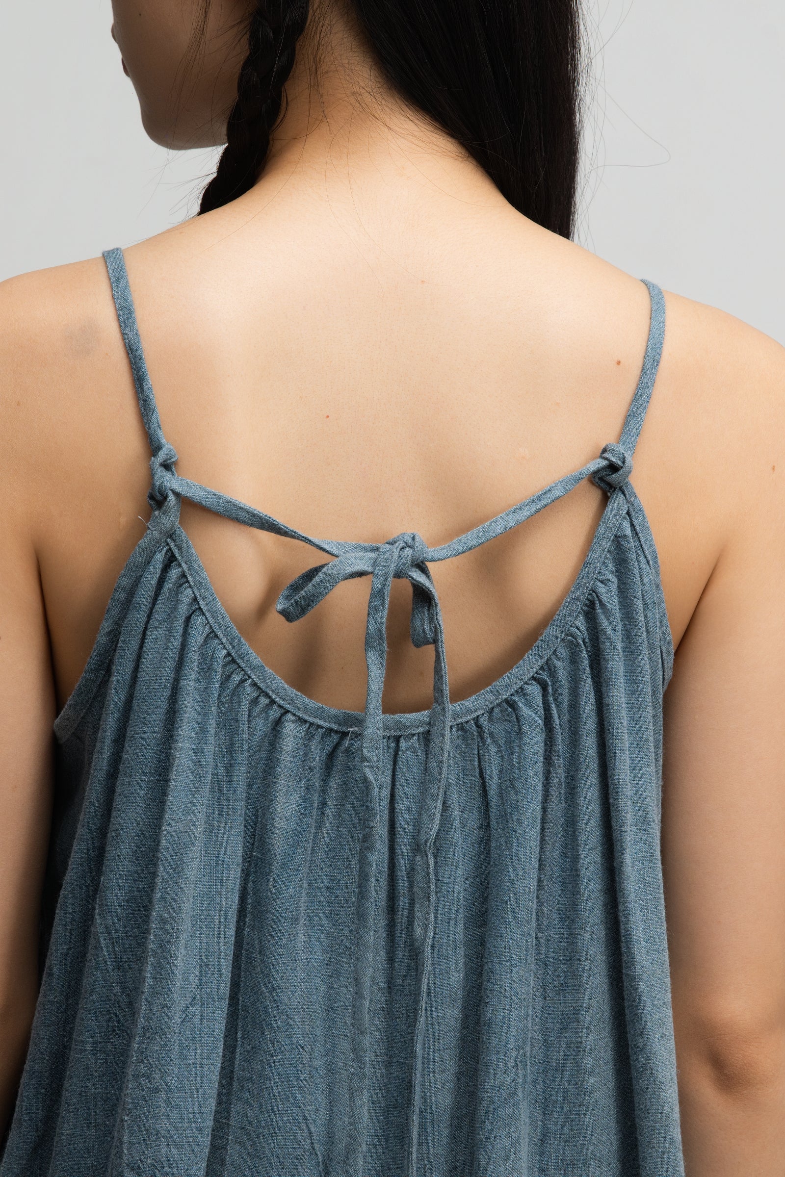 Front Drape Raw Hem Cami Top (Tie Dye Teal)