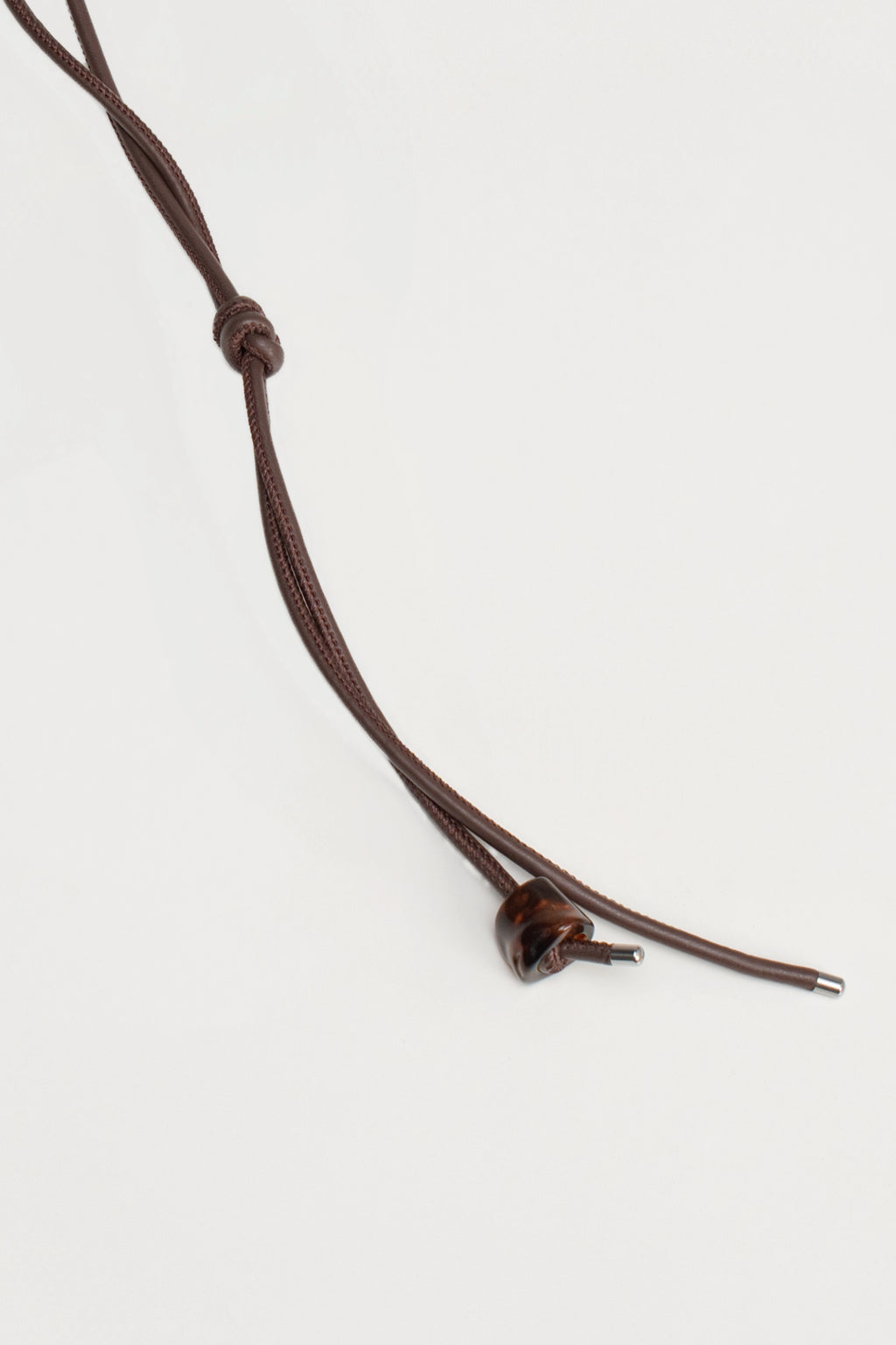 Twisted Leather Beaded Belt (Brown)