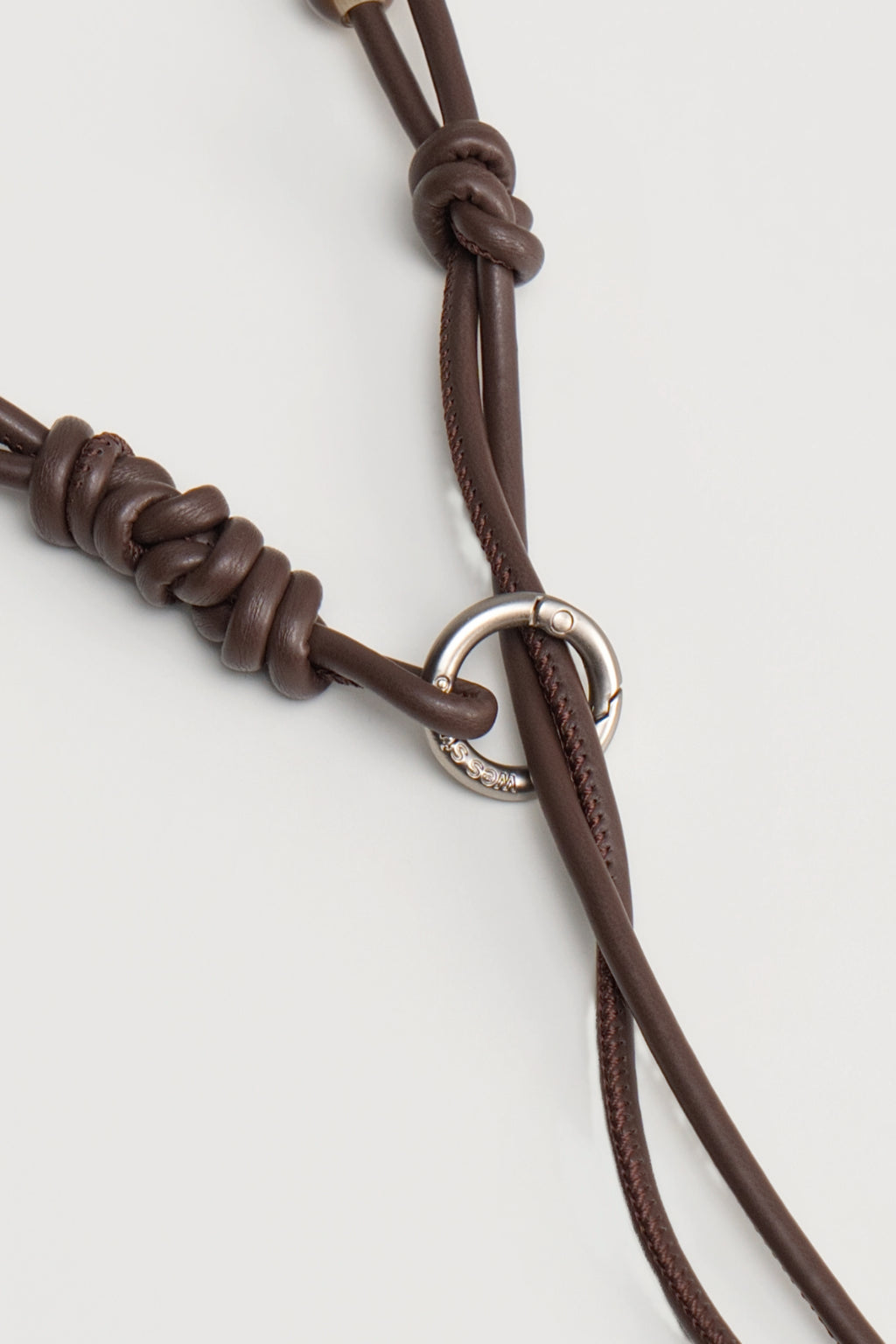 Twisted Leather Beaded Belt (Brown)