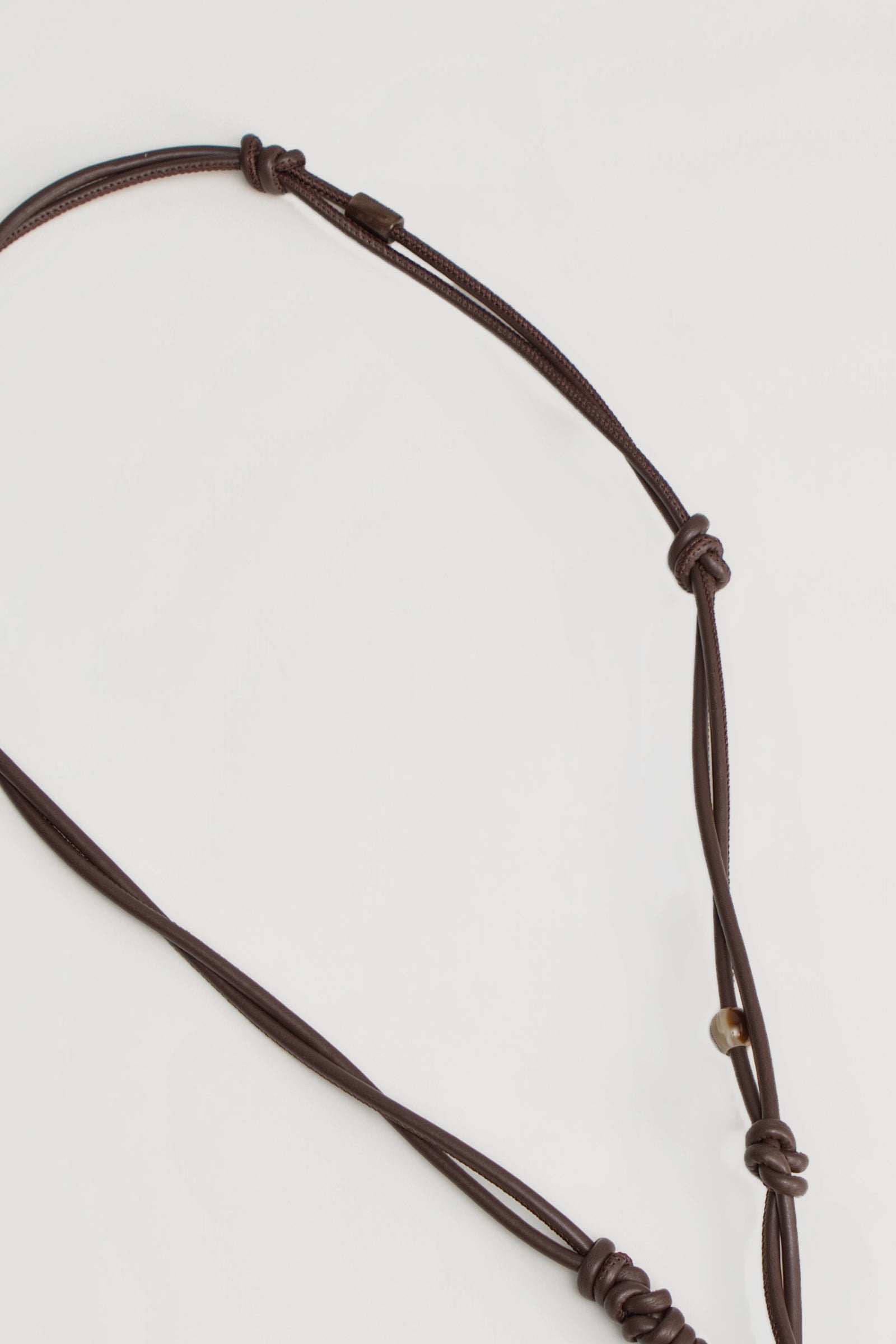 Twisted Leather Beaded Belt (Brown)