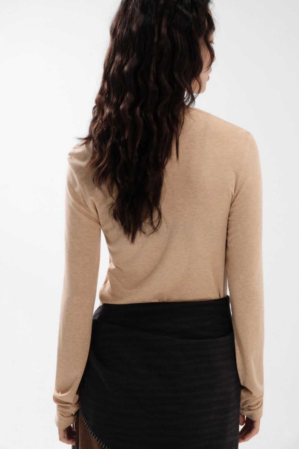 Lazy Thin Knit Long Sleeve Button Top (Khaki)