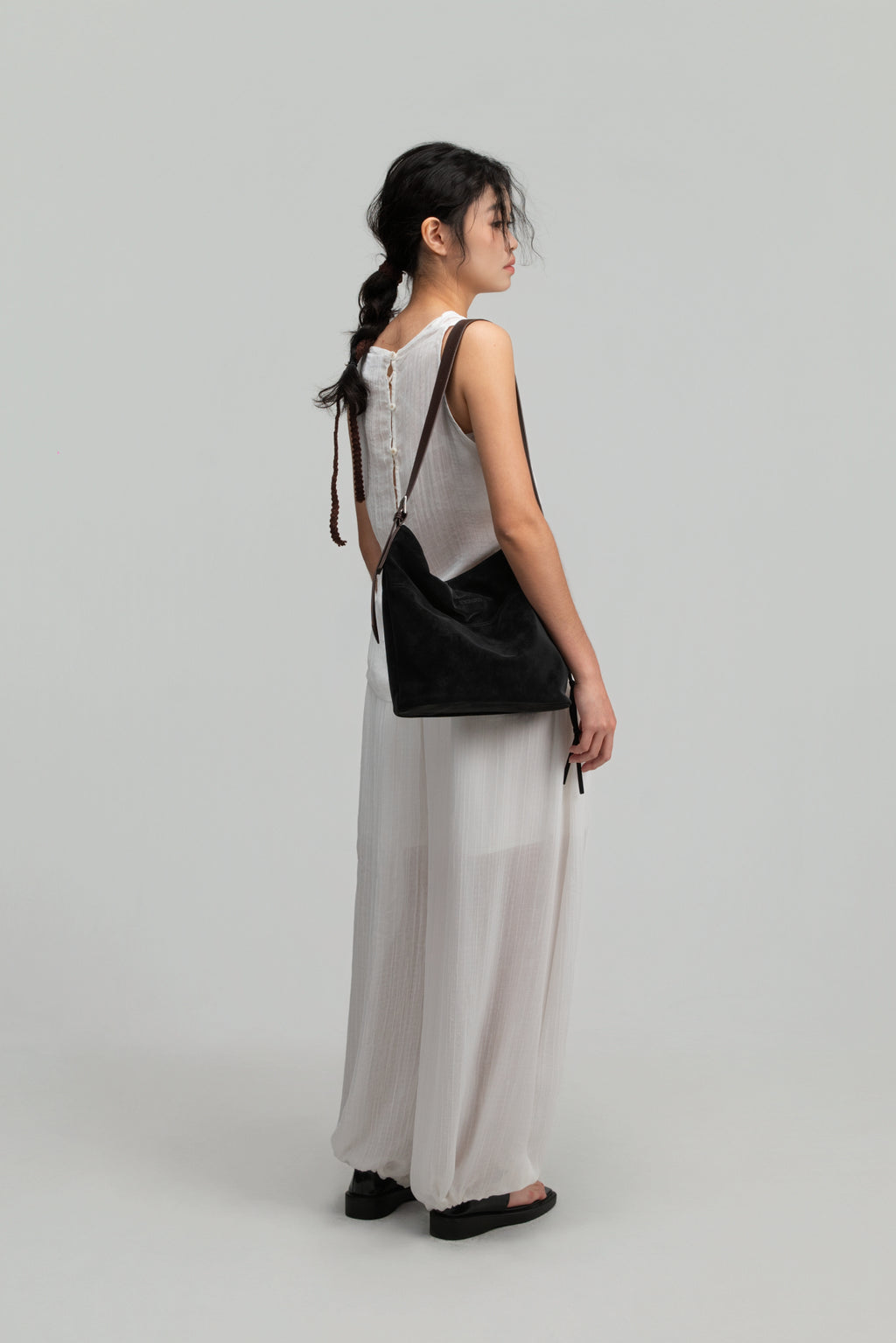 Small Soft Snow Leather Bag (Black)