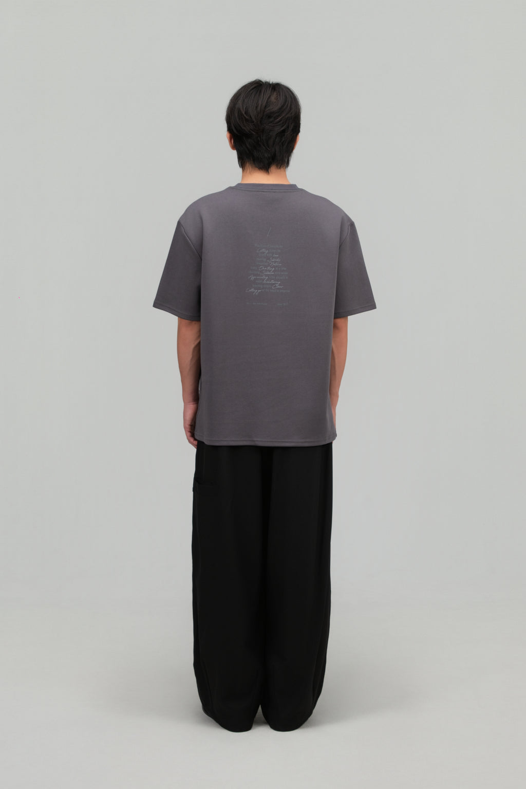 Gender Neutral Boxy Tee 'Practices of Simplicity' (Dark Grey)