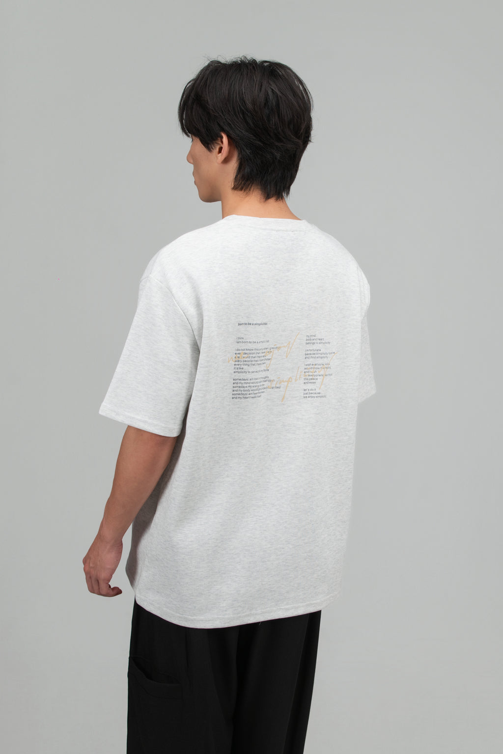 Gender Neutral Boxy Tee 'Born to be Simplicitist' (Grey Grain)
