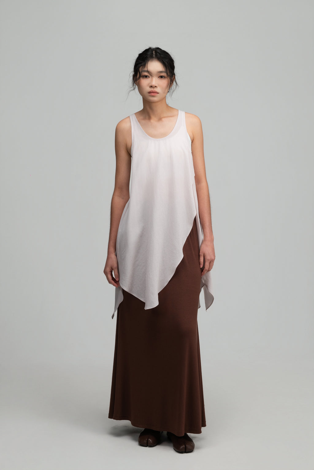 Asymmetrical Layering Long Tank Top (Blush)