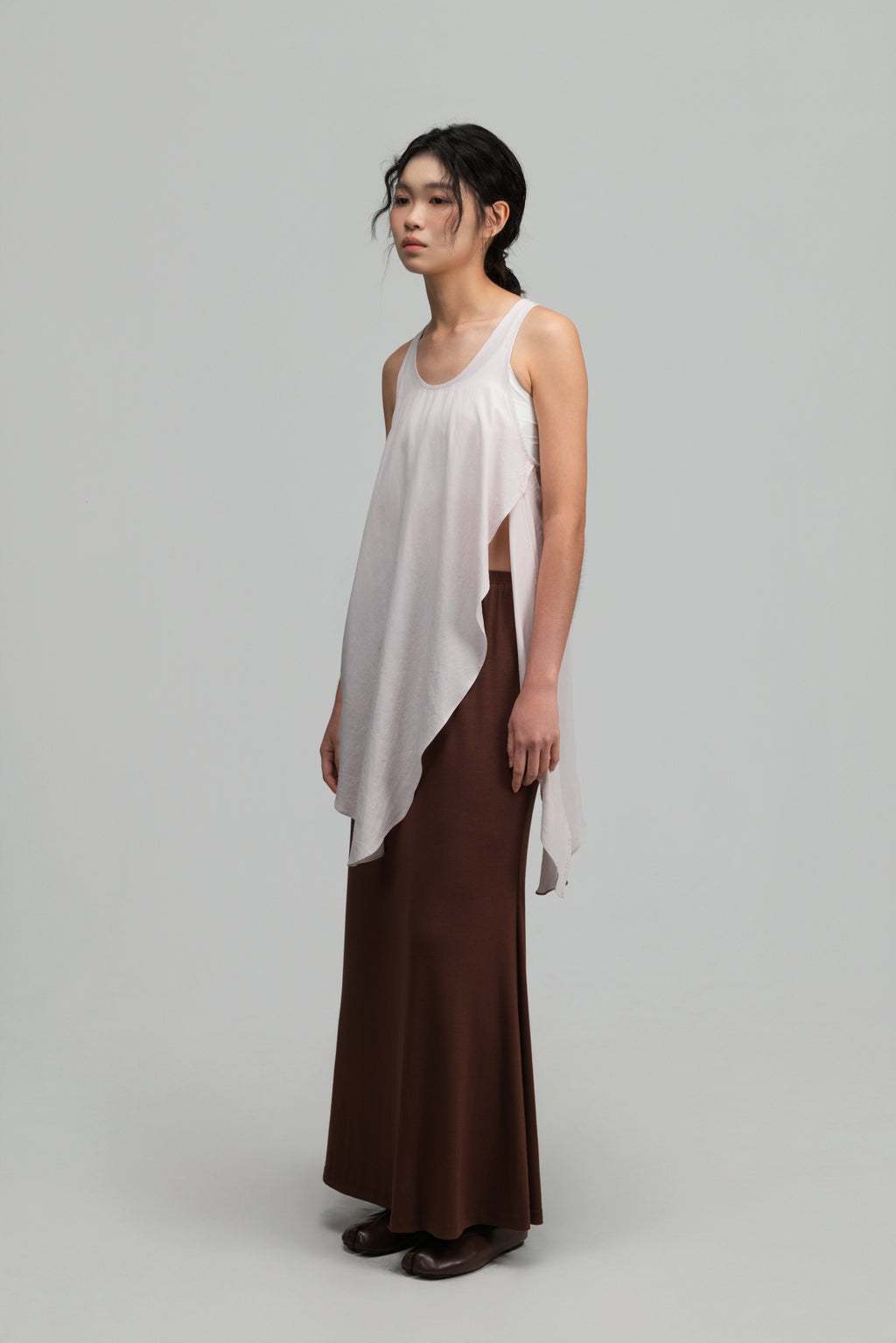 Asymmetrical Layering Long Tank Top (Blush)