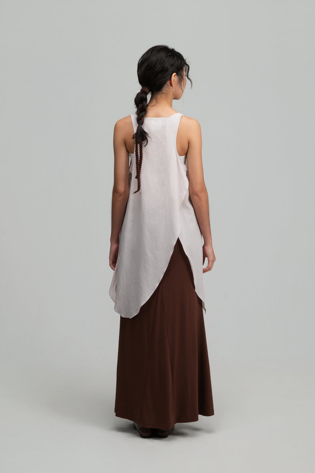 Asymmetrical Layering Long Tank Top (Blush)