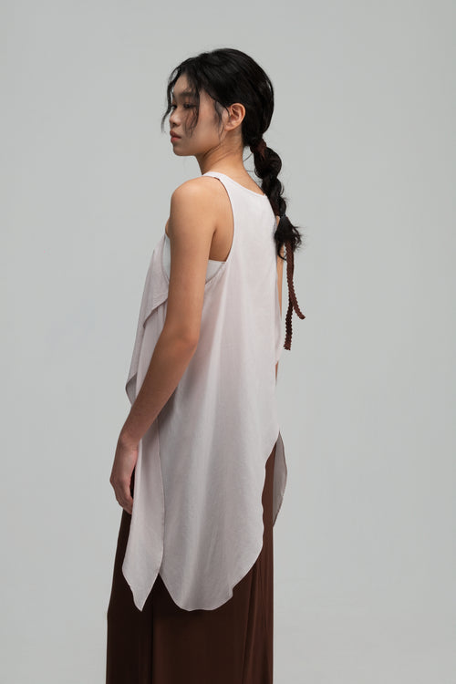 Asymmetrical Layering Long Tank Top (Blush)