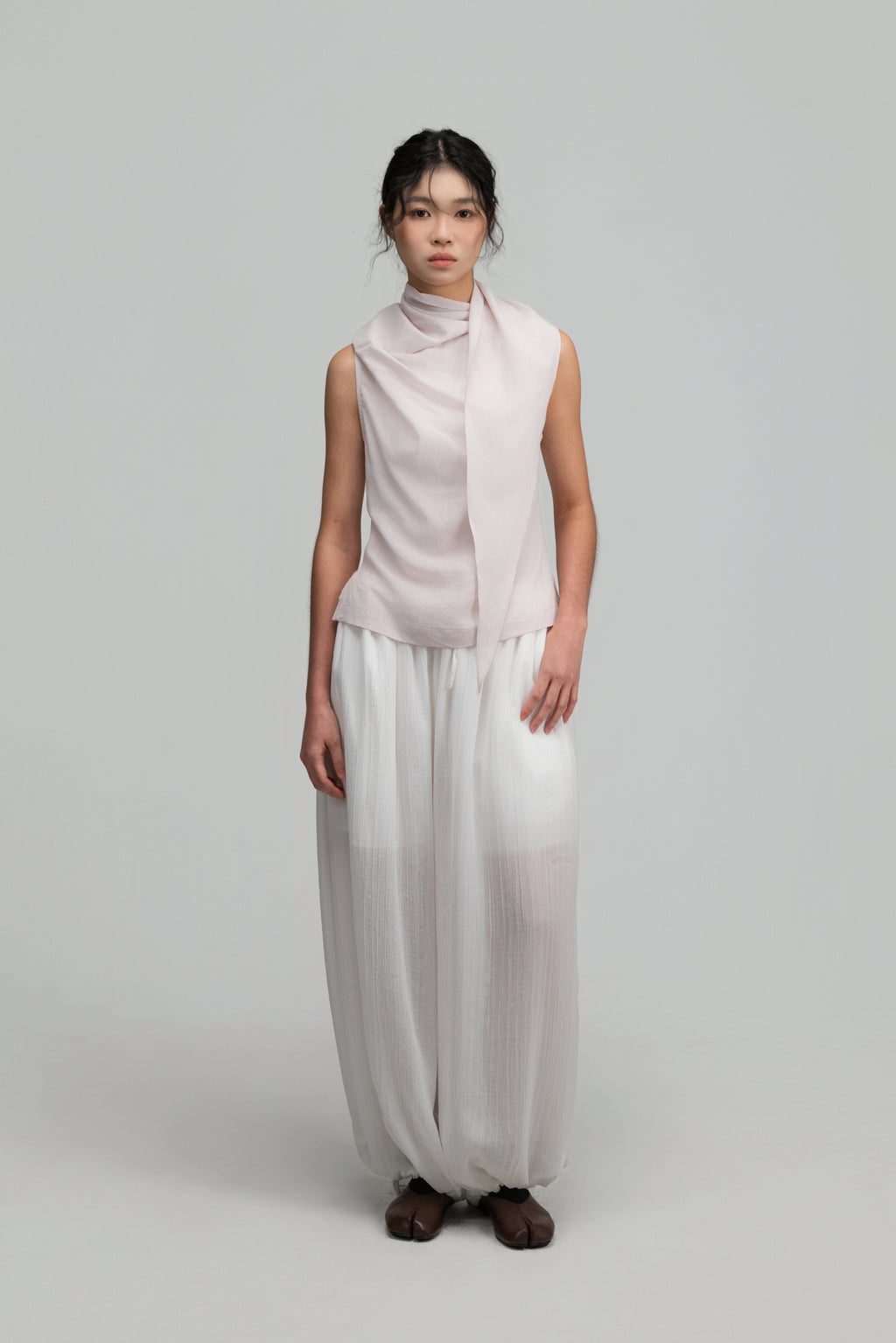 Triangle Neck-Scarf Tank Top (Blush)