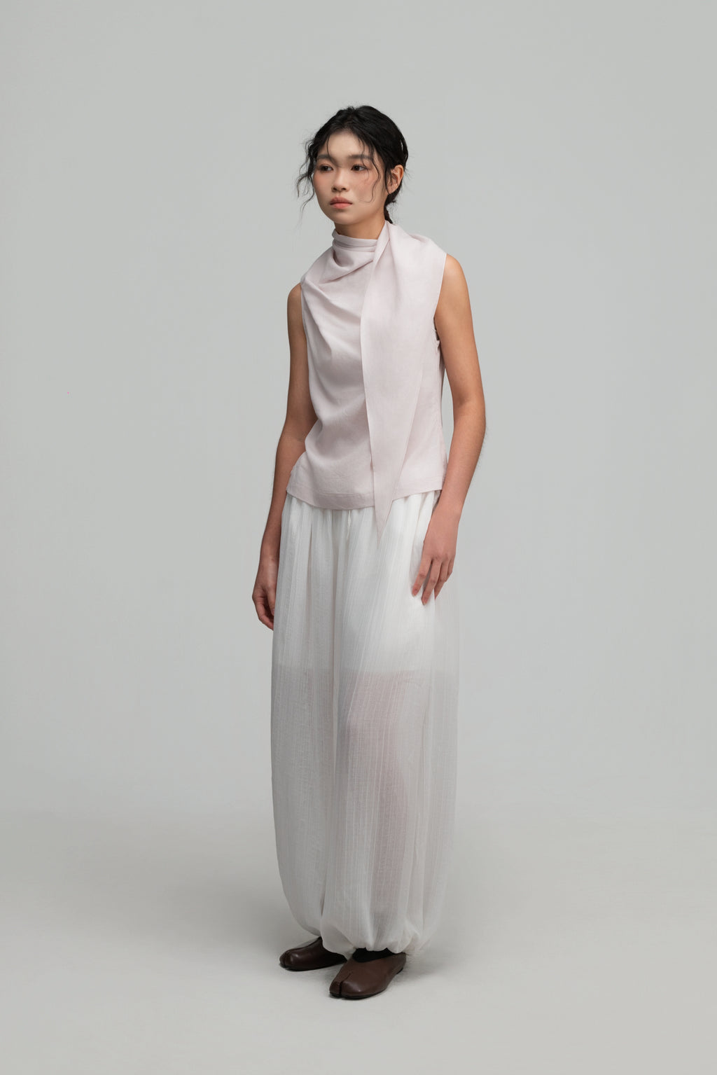 Triangle Neck-Scarf Tank Top (Blush)