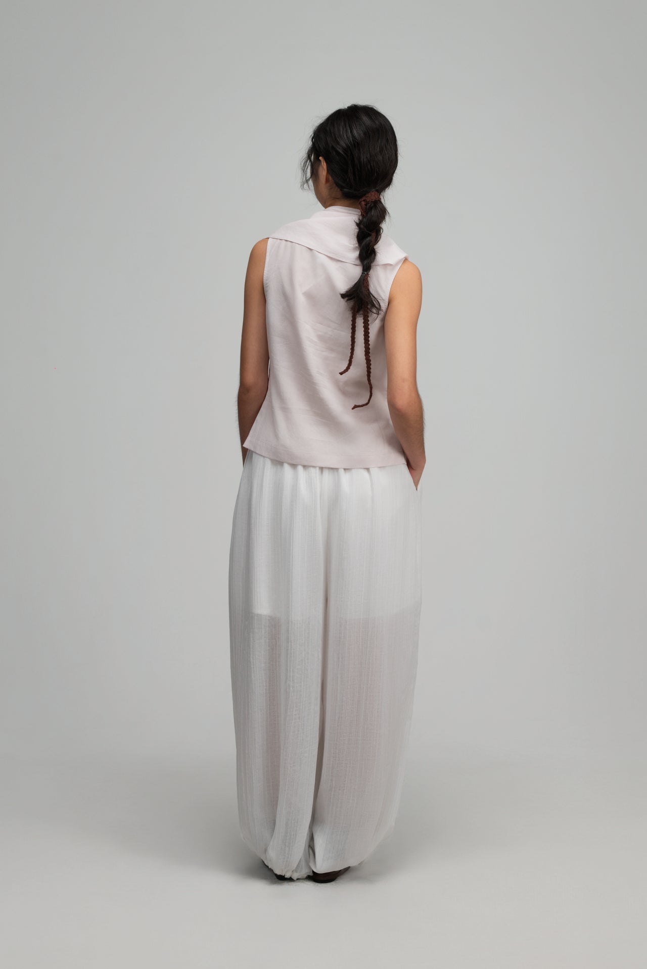 Triangle Neck-Scarf Tank Top (Blush)