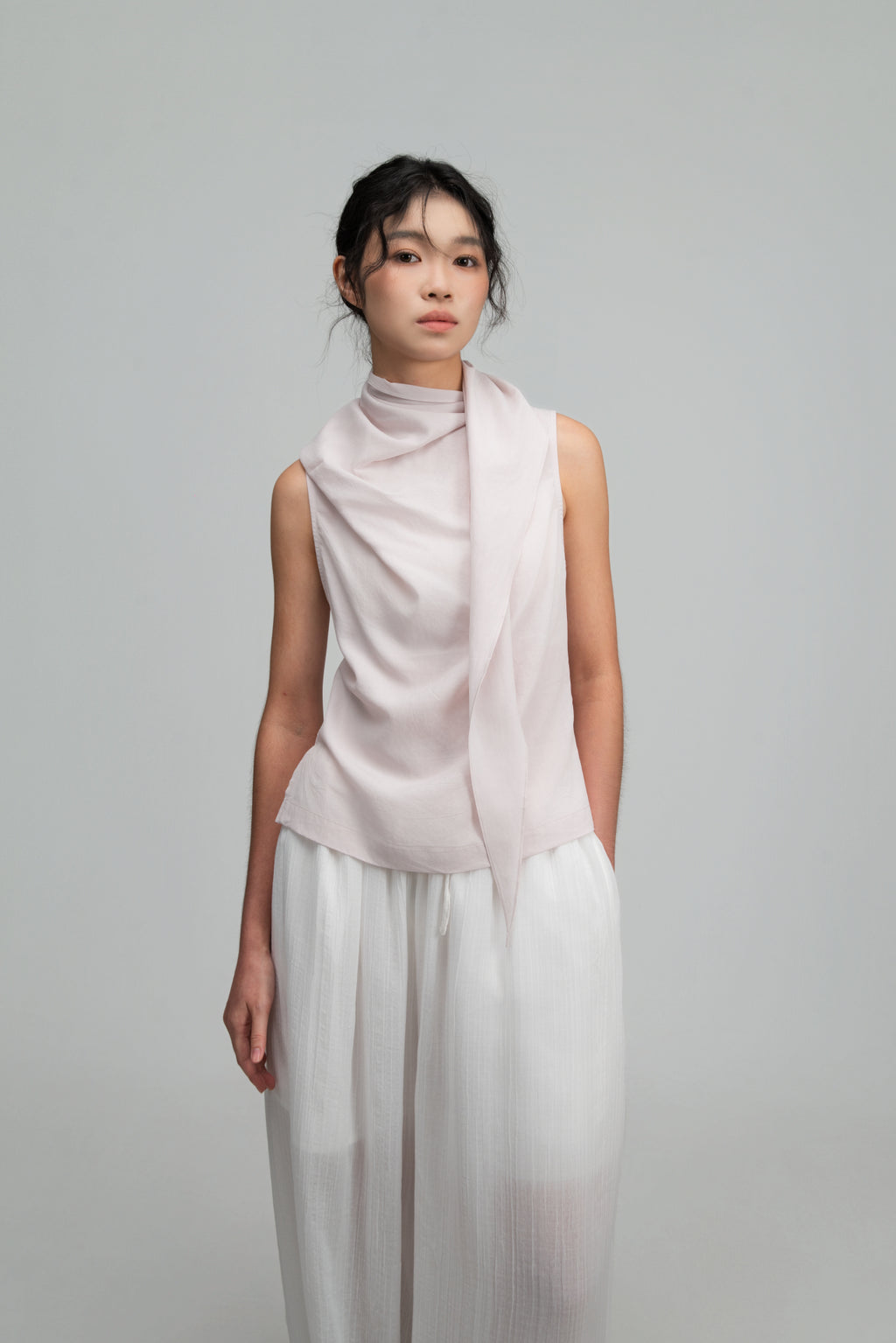 Triangle Neck-Scarf Tank Top (Blush)