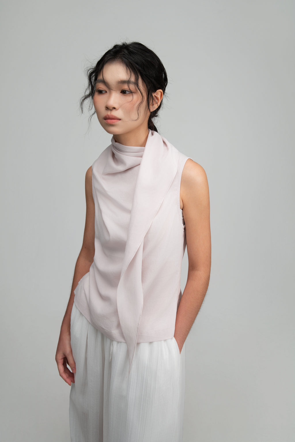 Triangle Neck-Scarf Tank Top (Blush)