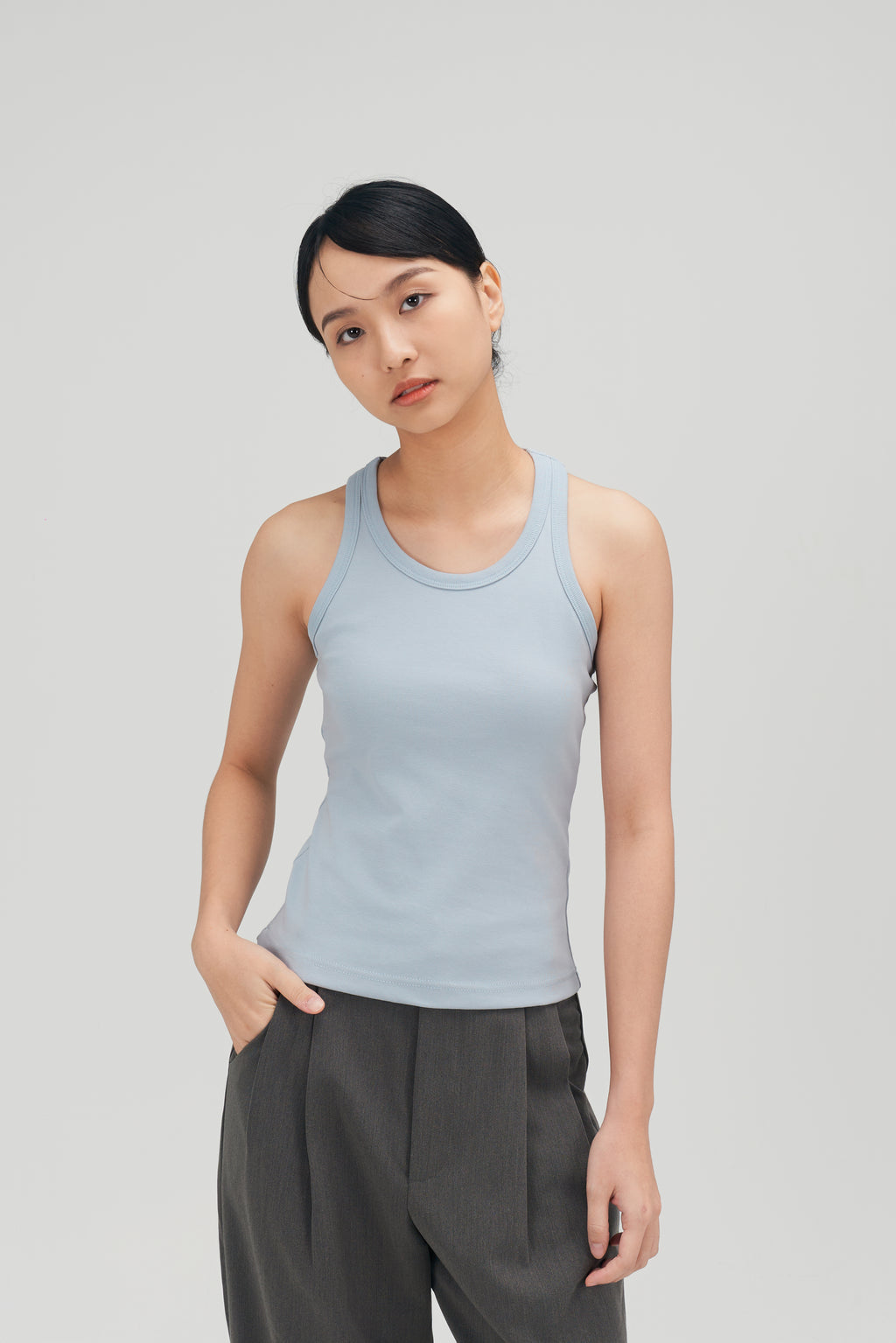 Classic - Irregular Back Tank Bra Top (Blue)