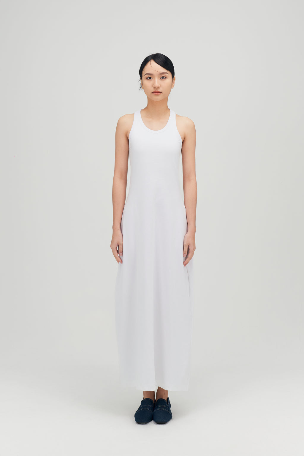 Classic - Irregular Back Tank Bra Dress (White)