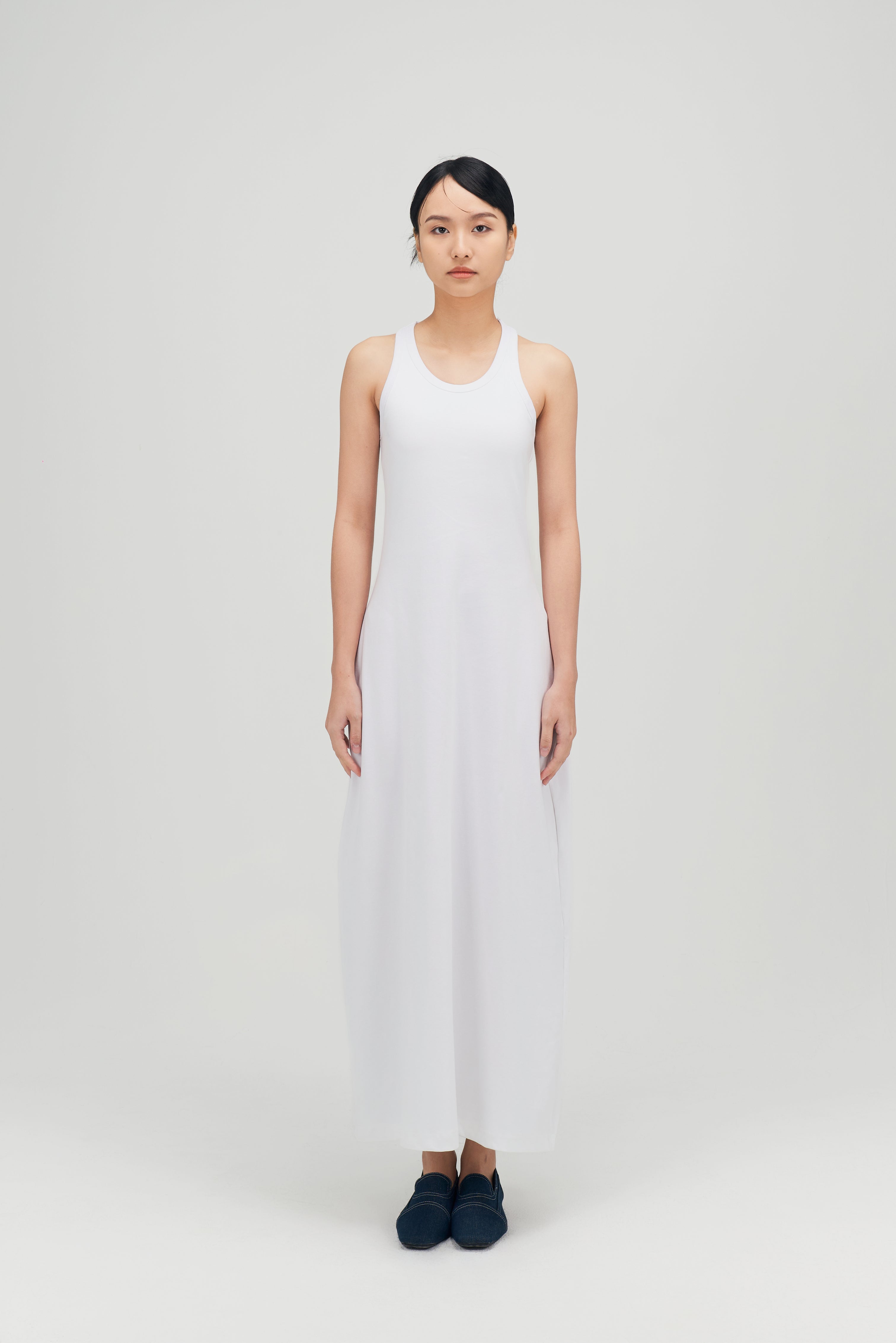 Classic - Irregular Back Tank Bra Dress (White)