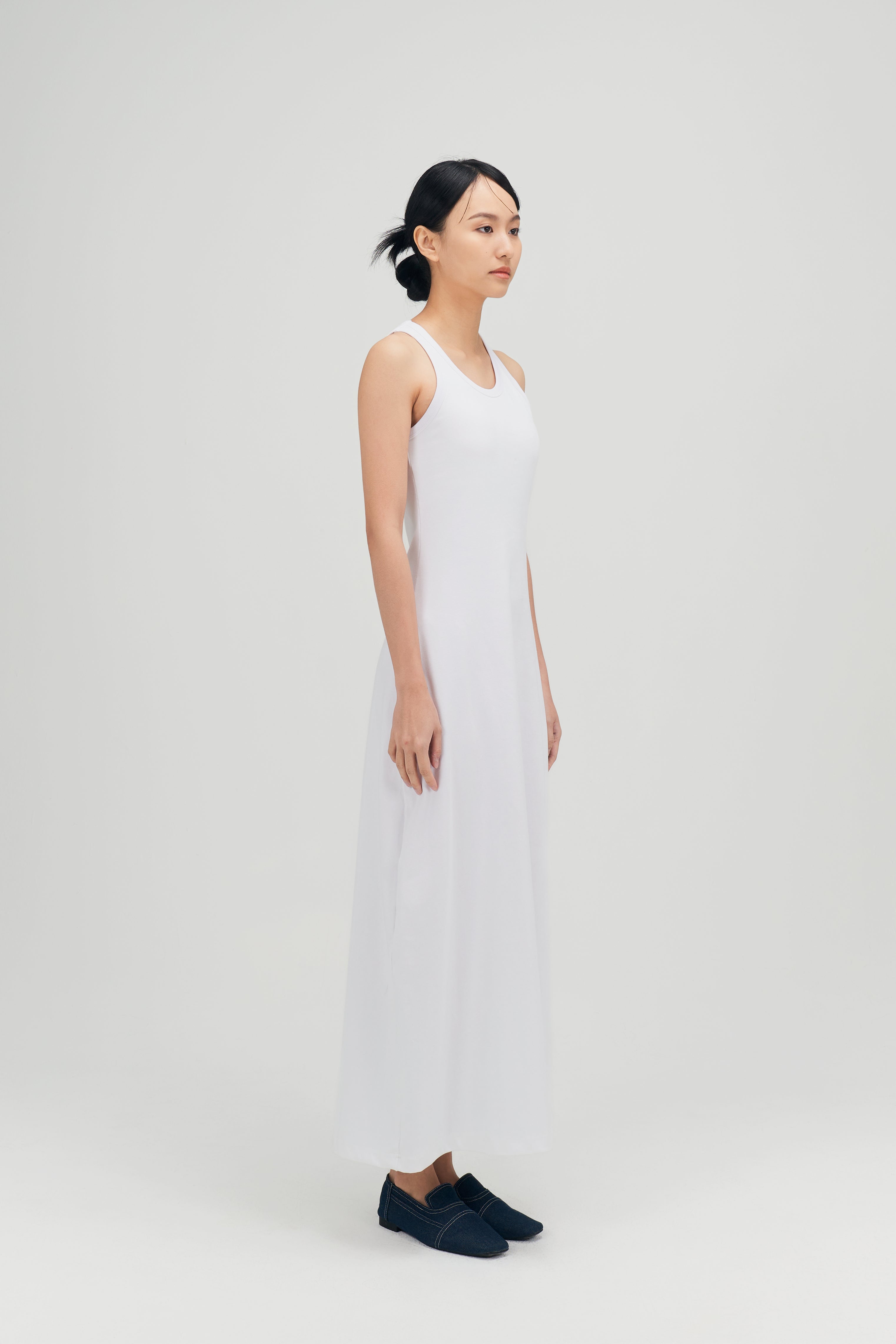 Classic - Irregular Back Tank Bra Dress (White)