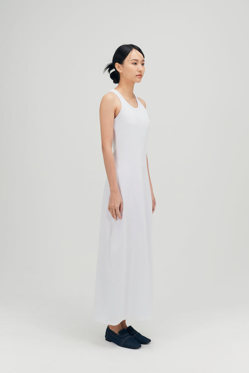 Classic - Irregular Back Tank Bra Dress (White)