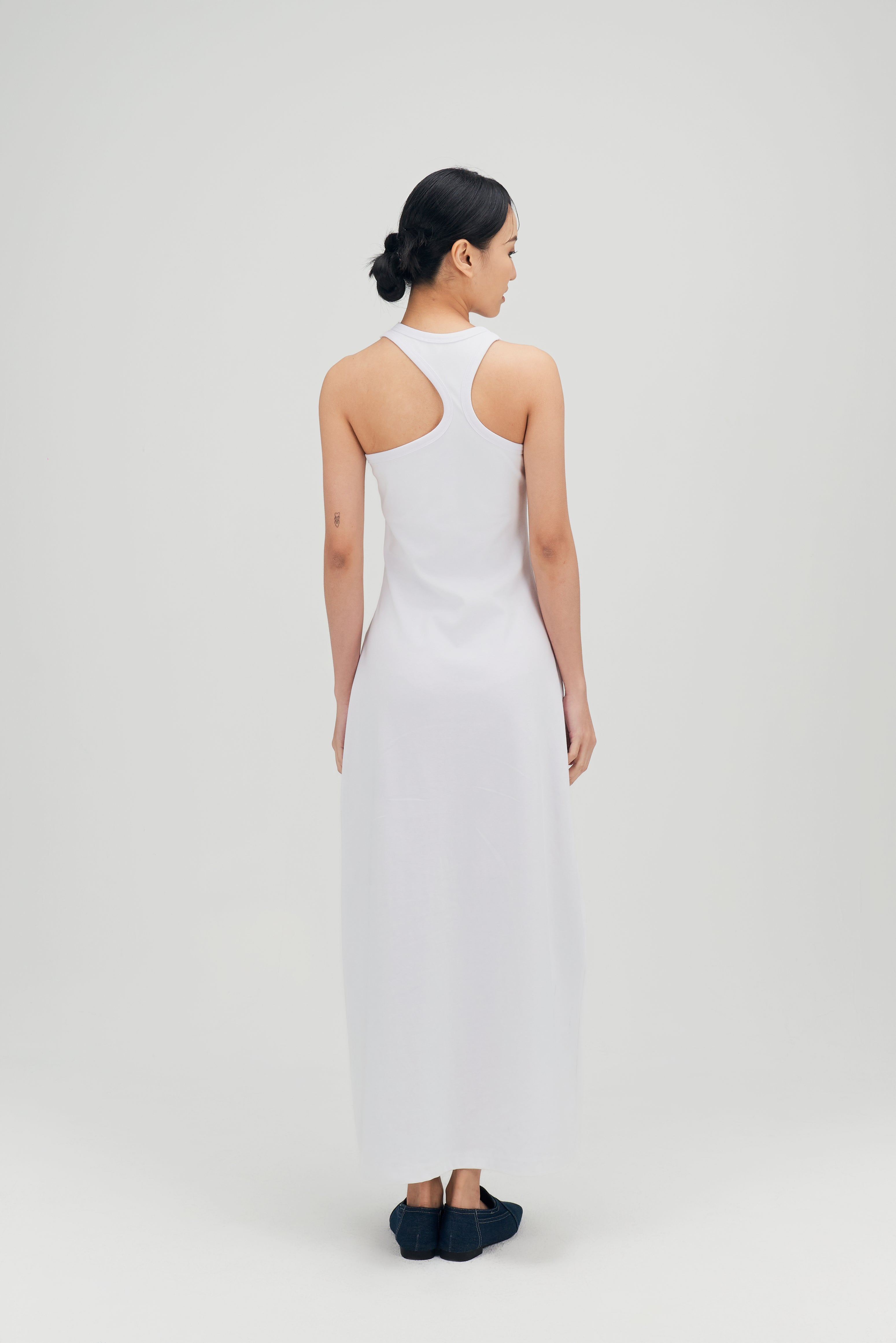 Classic - Irregular Back Tank Bra Dress (White)