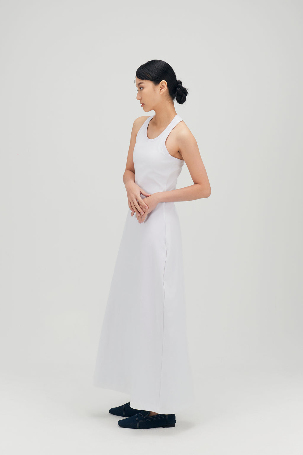 Classic - Irregular Back Tank Bra Dress (White)