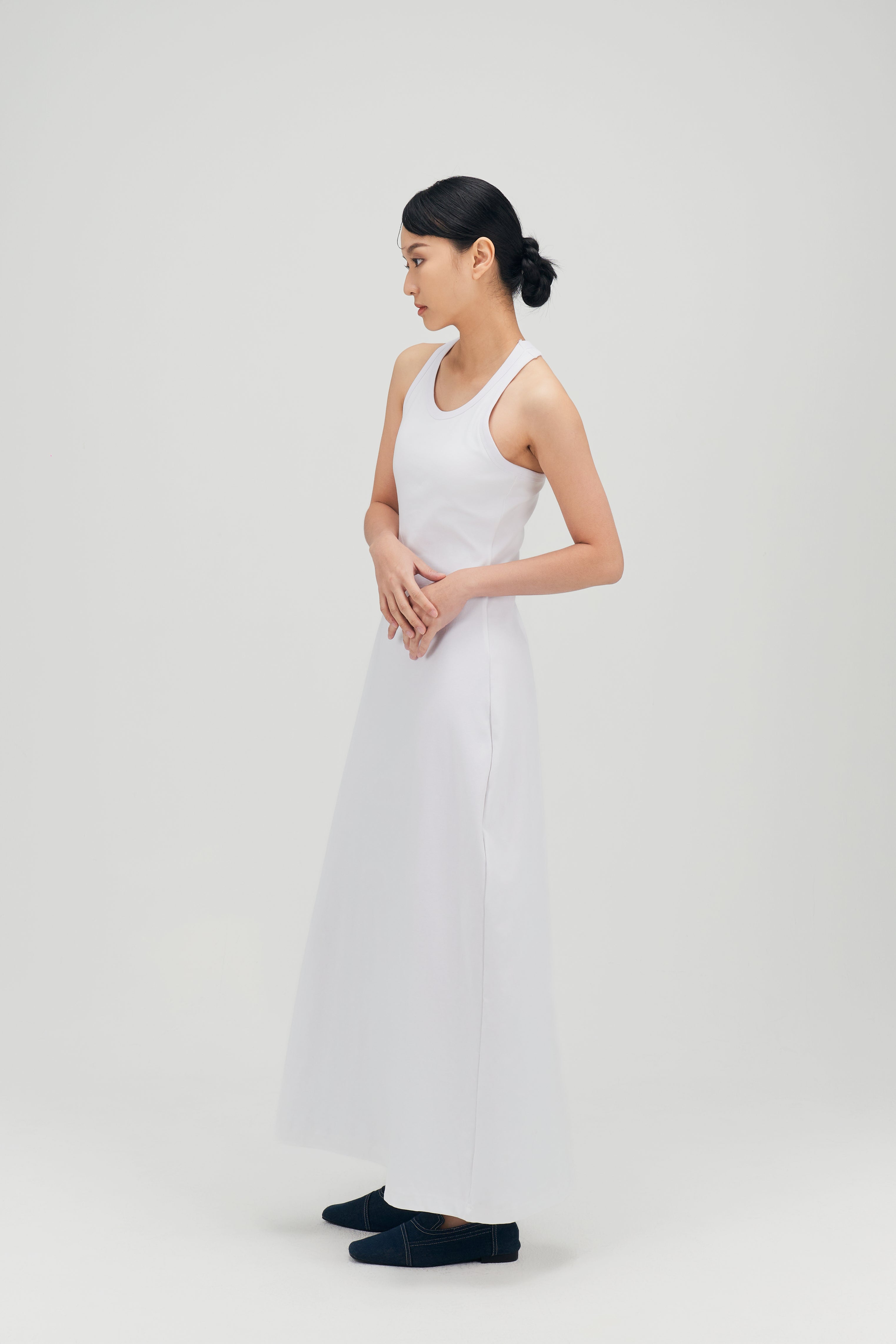 Classic - Irregular Back Tank Bra Dress (White)