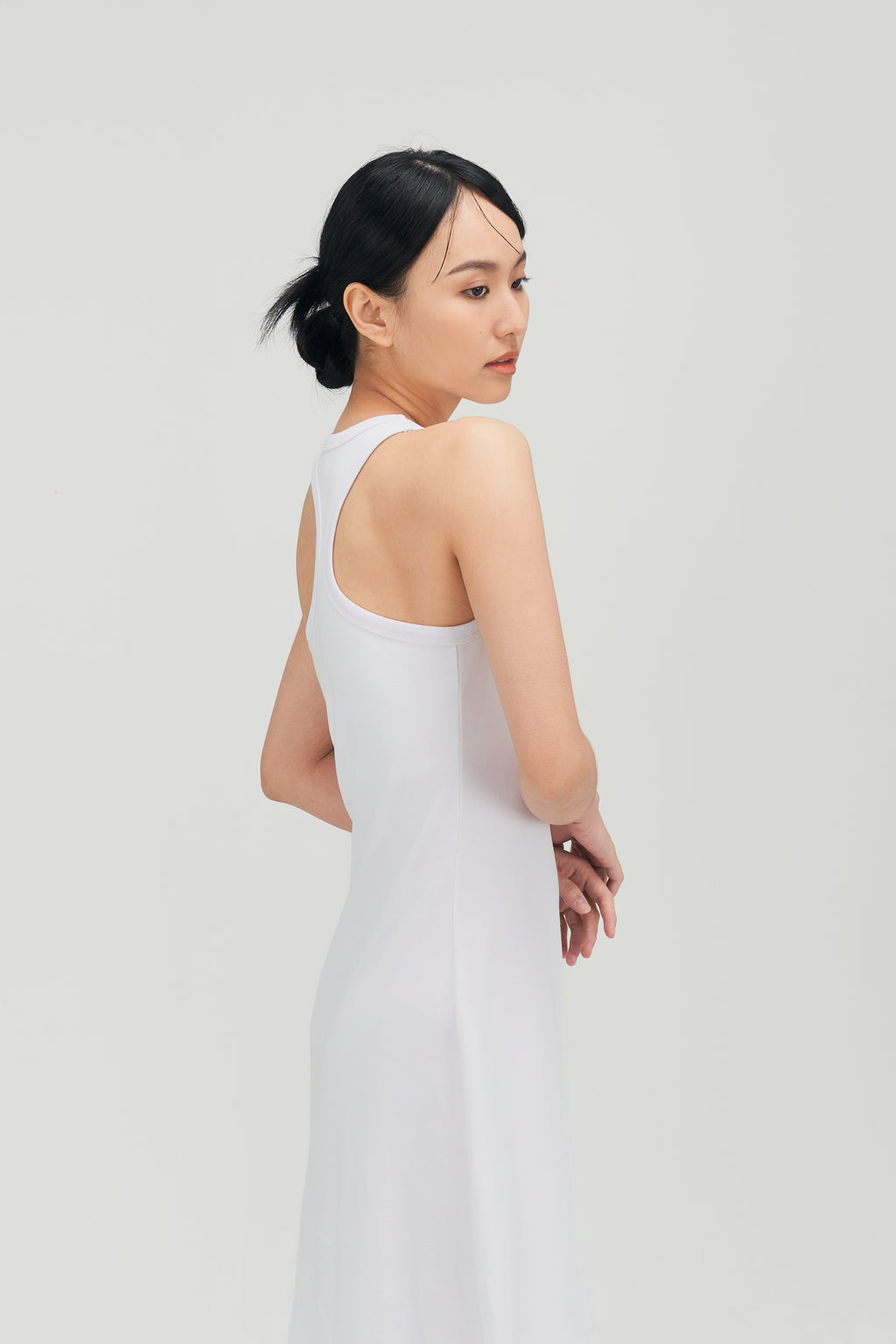 Classic - Irregular Back Tank Bra Dress (White)