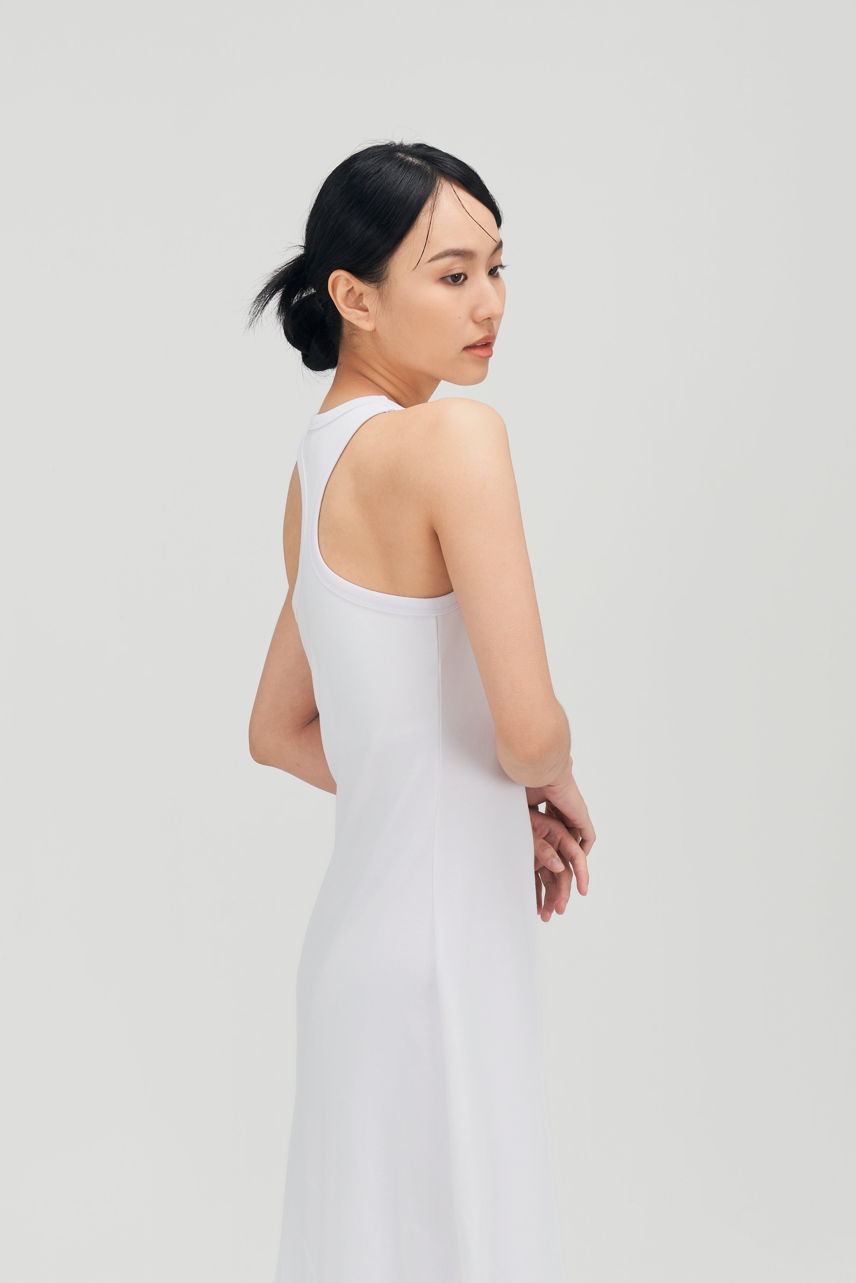 Classic - Irregular Back Tank Bra Dress (White)