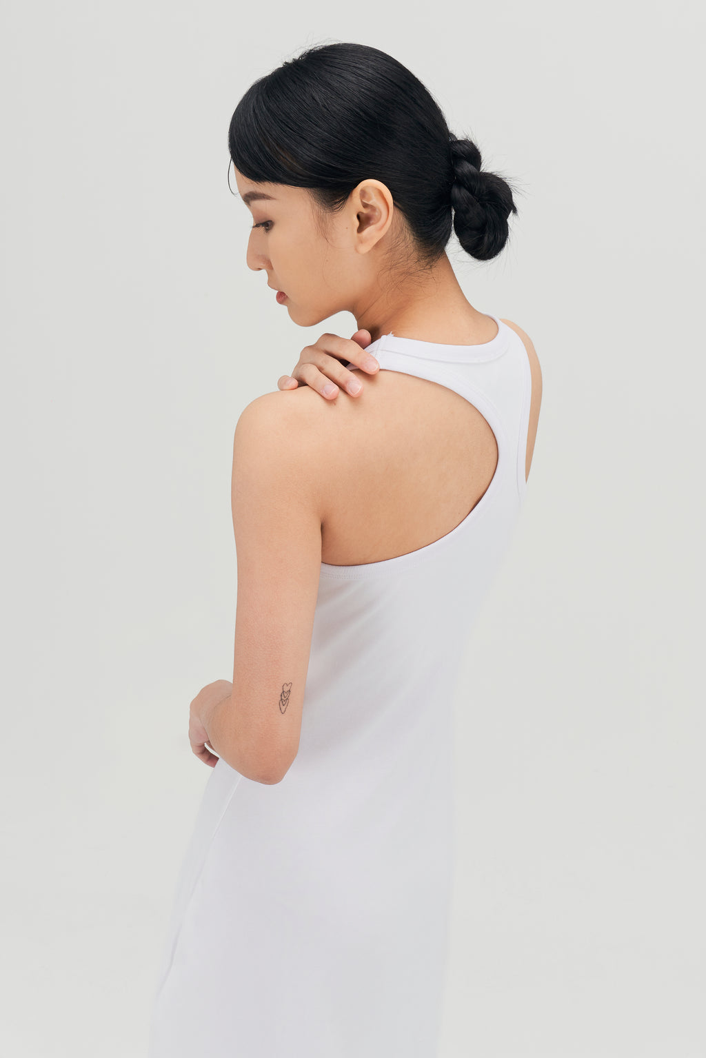 Classic - Irregular Back Tank Bra Dress (White)