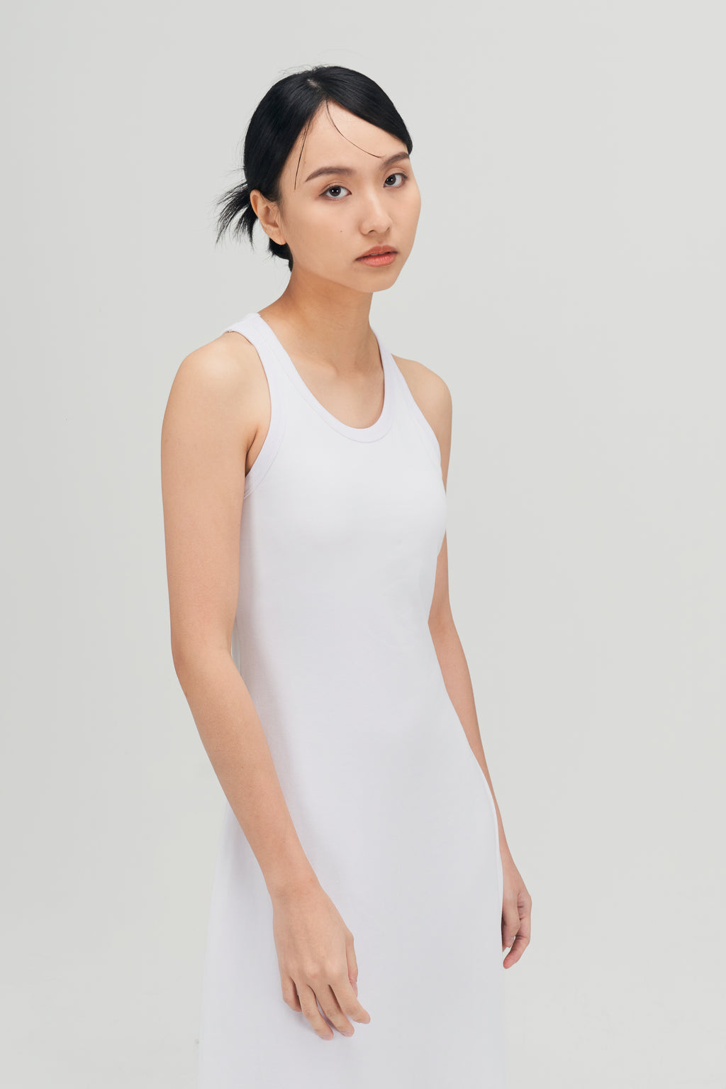 Classic - Irregular Back Tank Bra Dress (White)