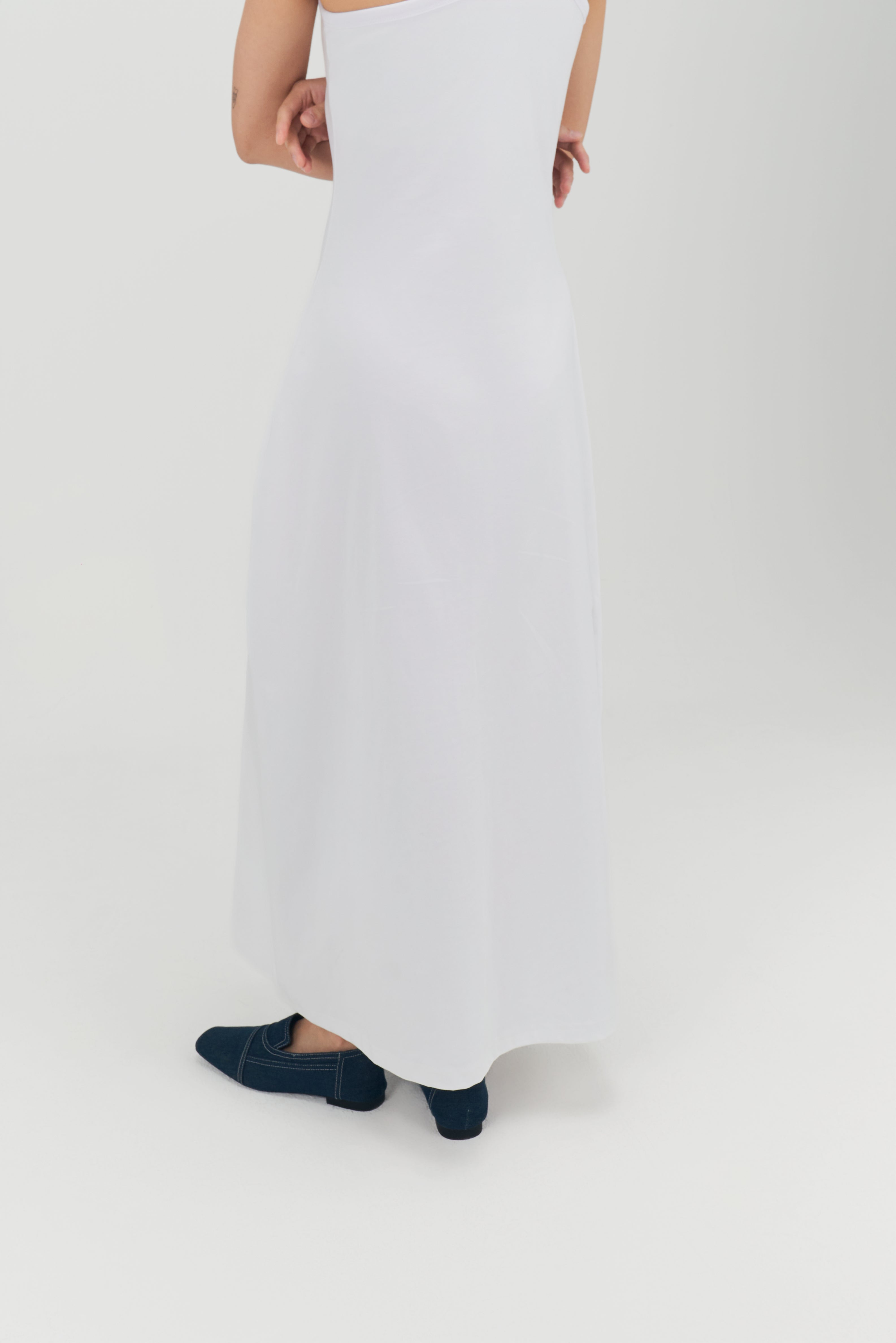 Classic - Irregular Back Tank Bra Dress (White)