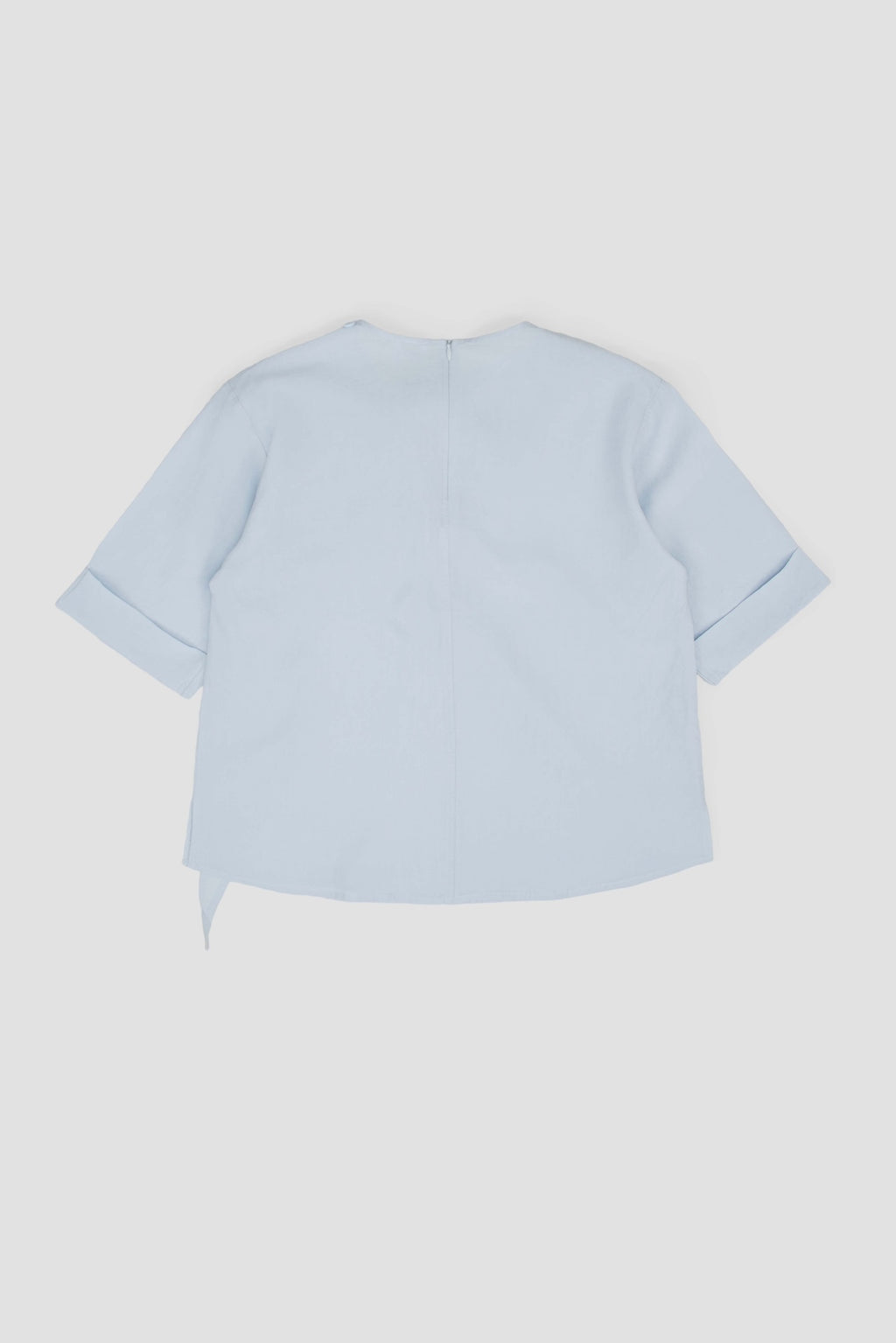 Neck-Scarf Half Sleeve Blouse (Blue)