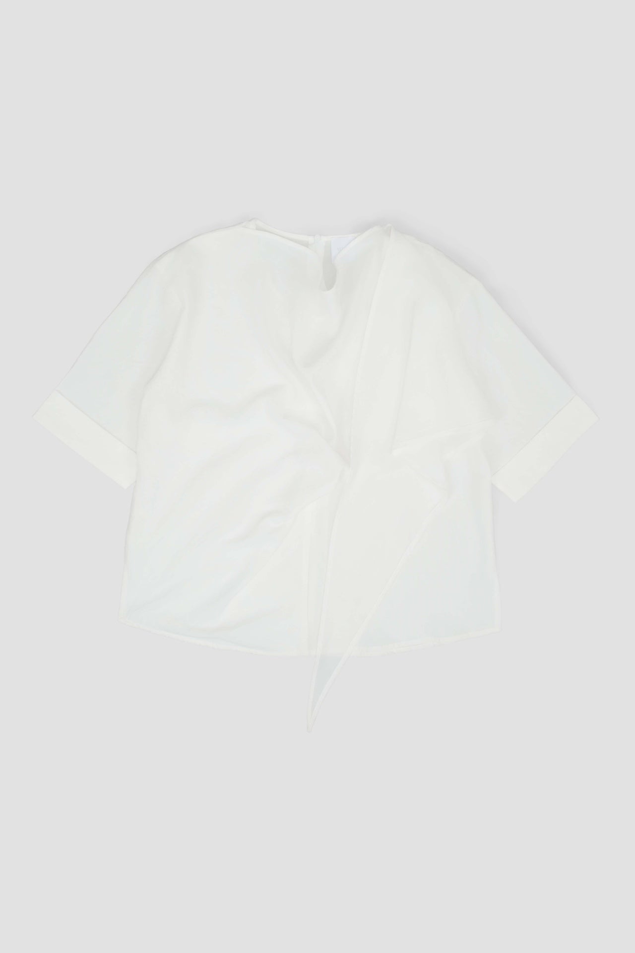 Neck-Scarf Half Sleeve Blouse (White)