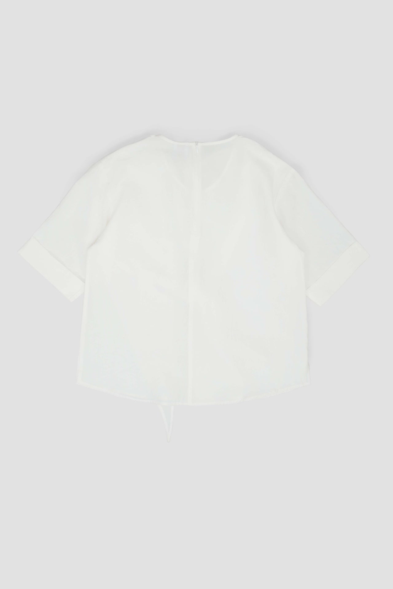 Neck-Scarf Half Sleeve Blouse (White)