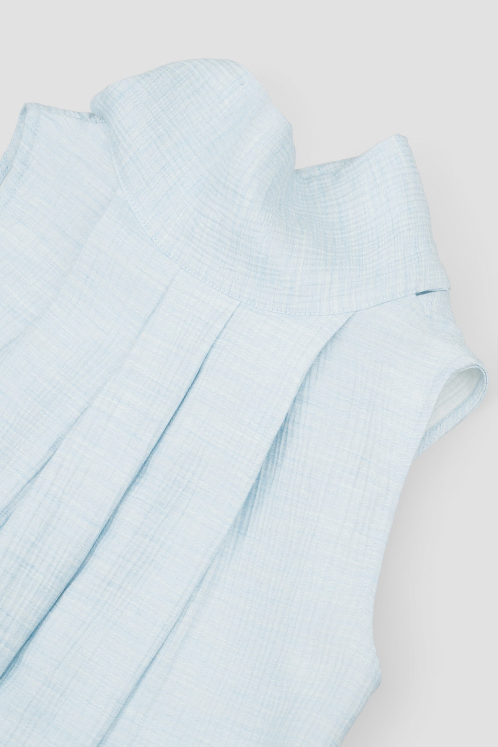 Pleated High Neck Scarf Dress (Blue)