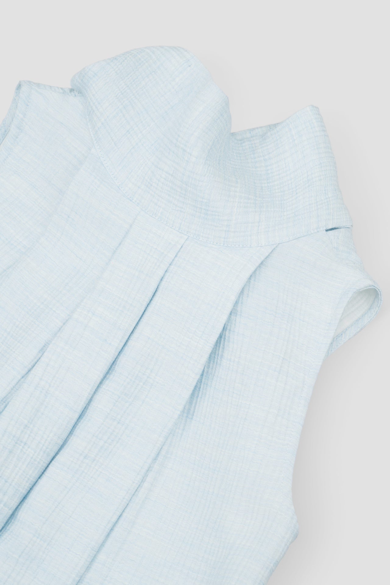 Pleated High Neck Scarf Dress (Blue)