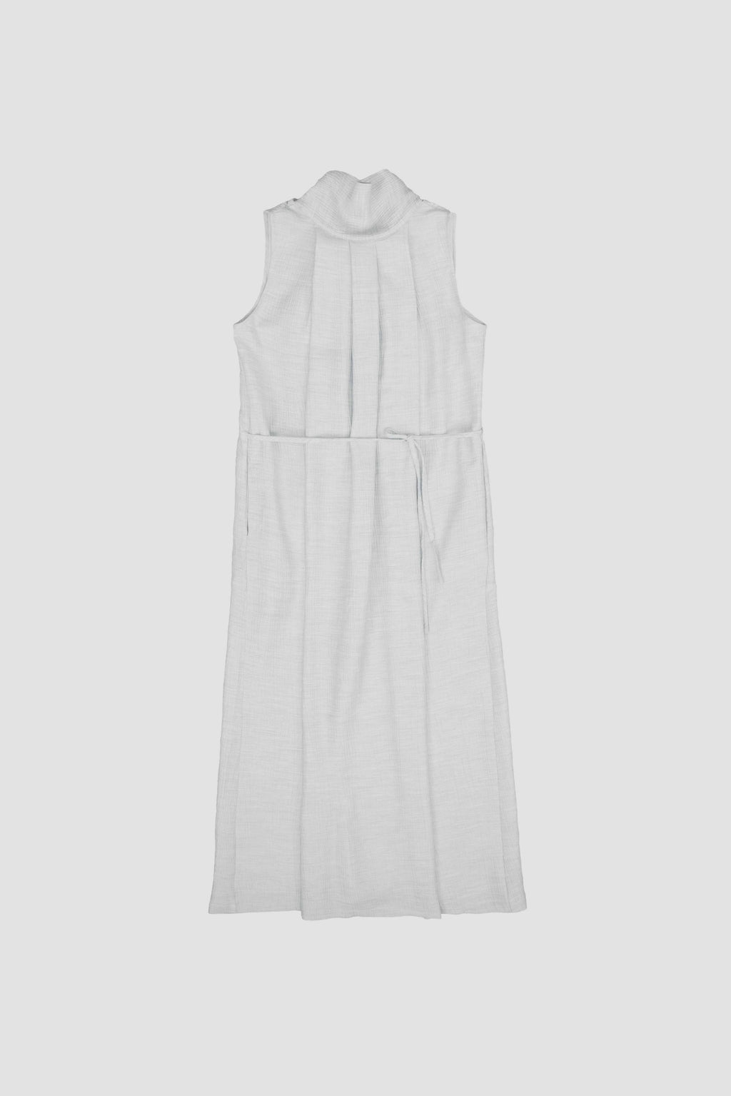Pleated High Neck Scarf Dress (Grey)