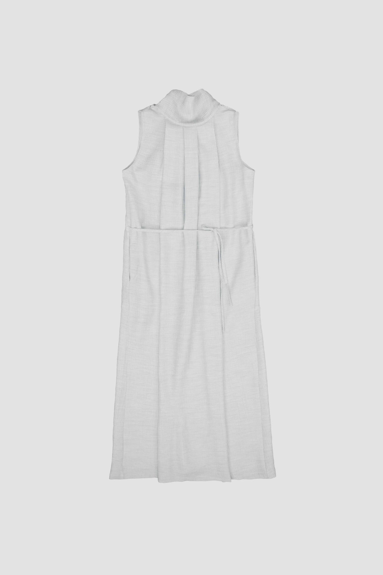 Pleated High Neck Scarf Dress (Grey)