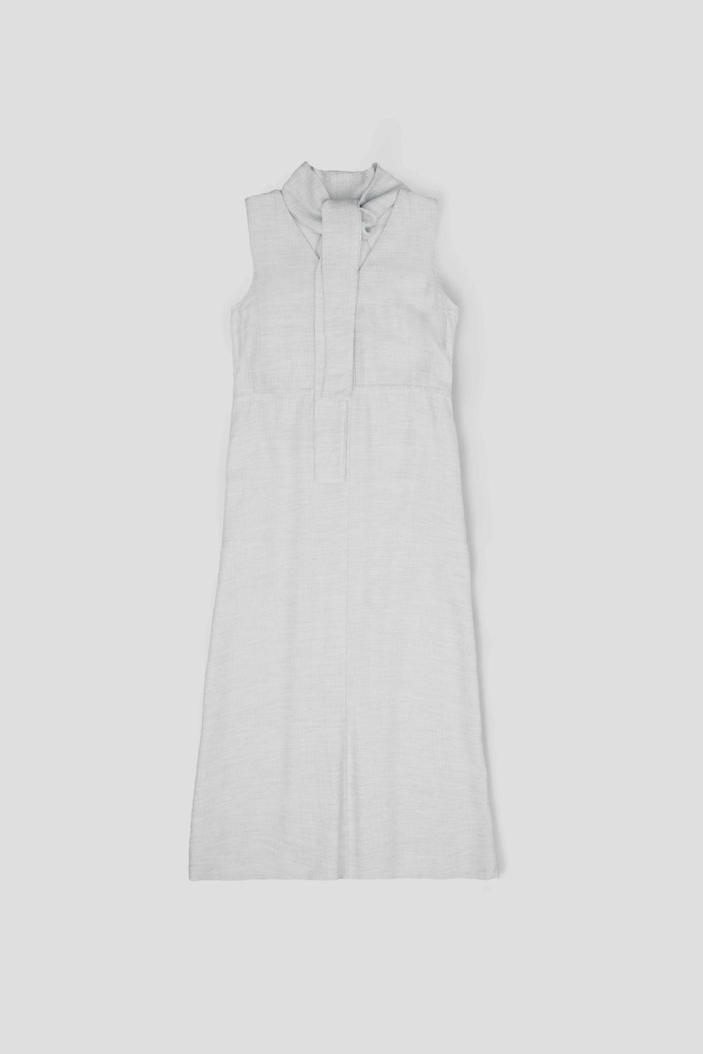 Pleated High Neck Scarf Dress (Grey)