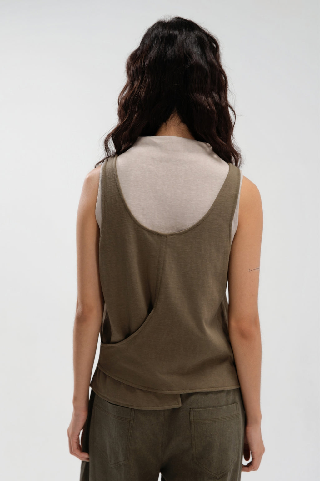 Slouchy Knit Slit-Wrap Tank Top (Tea)
