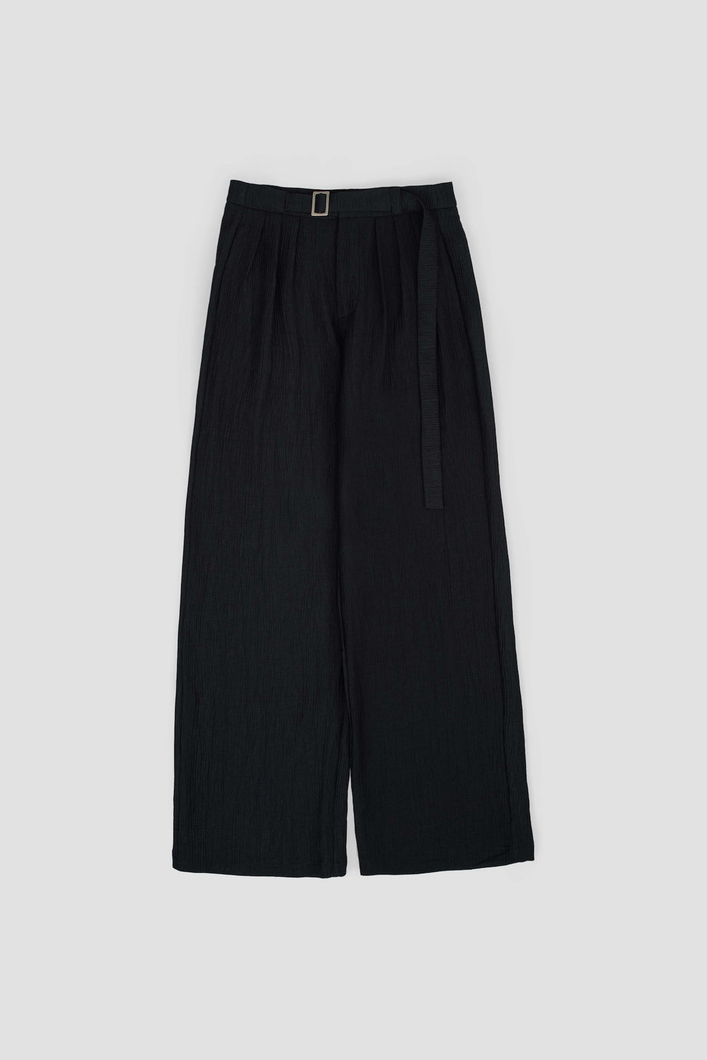 Tri Pleated Belted Trousers (Black)