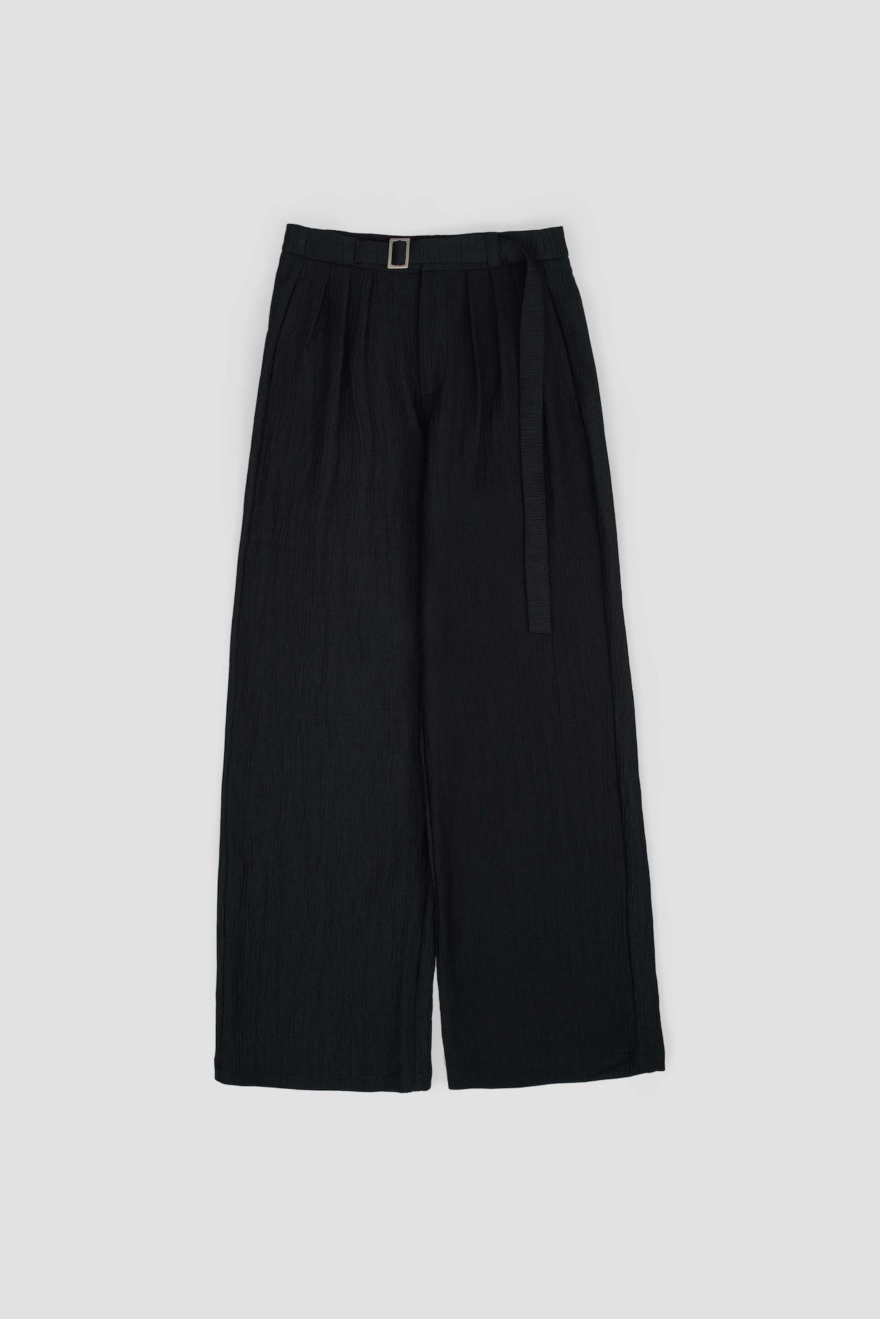 Tri Pleated Belted Trousers (Black)