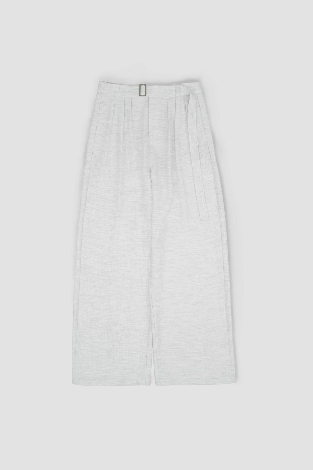 Tri Pleated Belted Trousers (Grey)