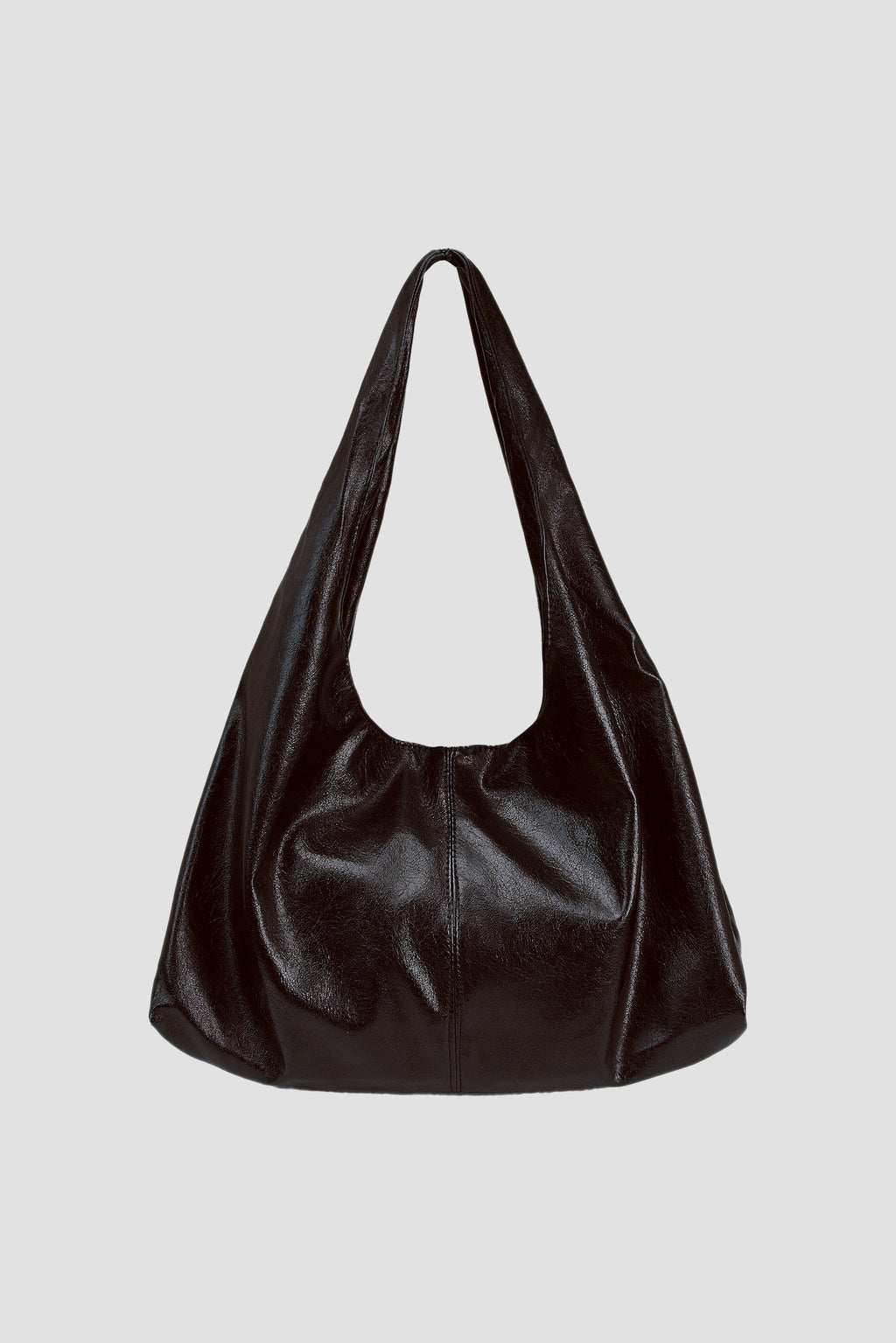 Triangle Leather Tote (Dark Brown)