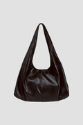 Triangle Leather Tote (Dark Brown)