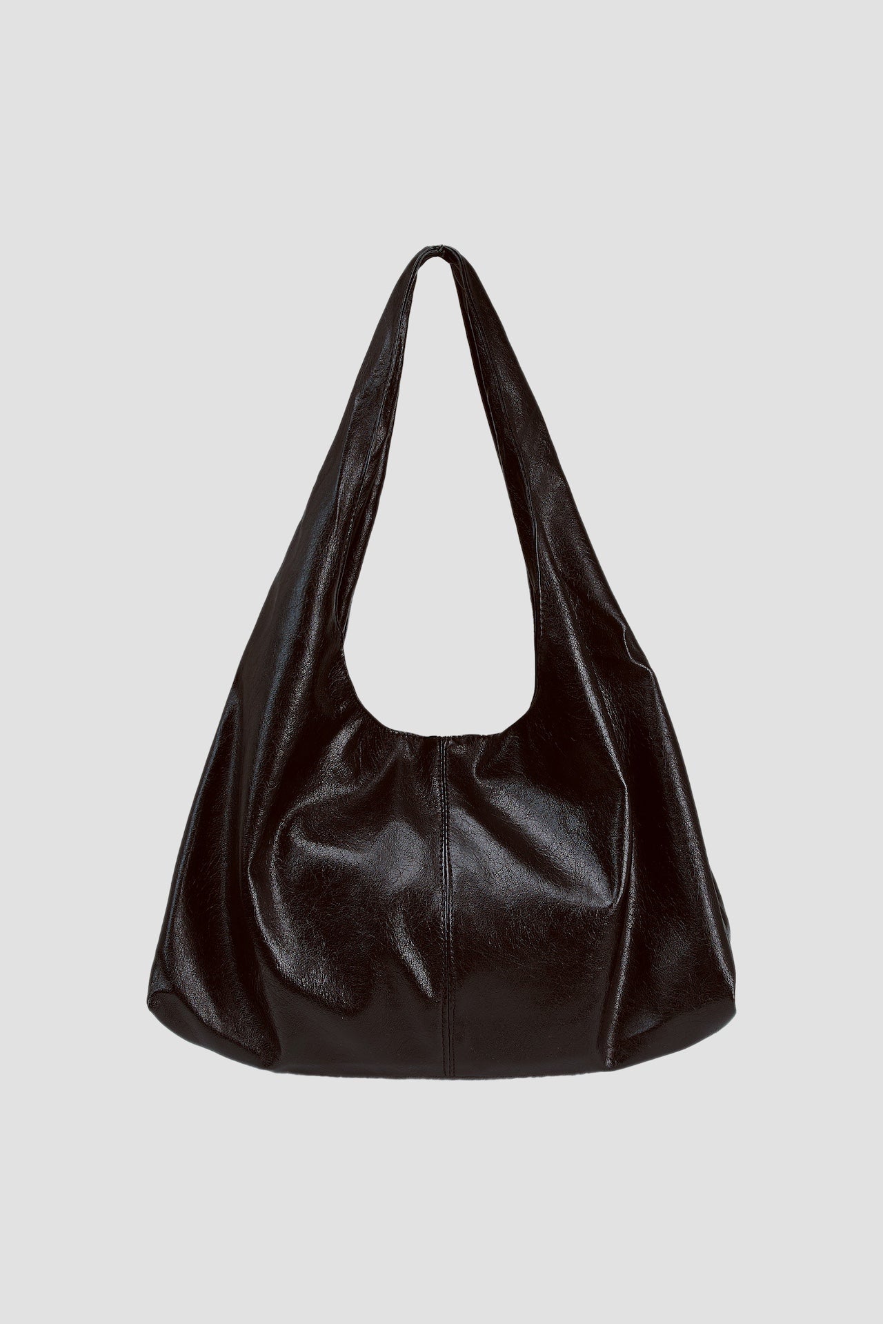 Triangle Leather Tote (Dark Brown)