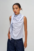 Triangle Neck-Scarf Tank Top (Blue)