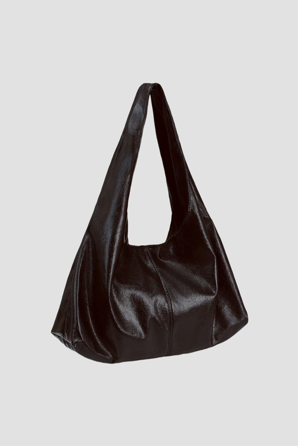 Triangle Leather Tote (Dark Brown)